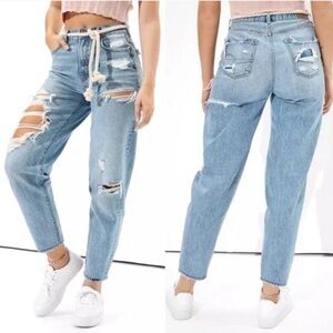 AEO distressed mom jean
